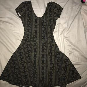 Green and black pattered dress